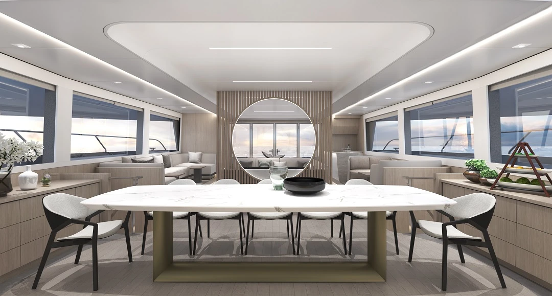 Oceanwalker yachts restaurant area