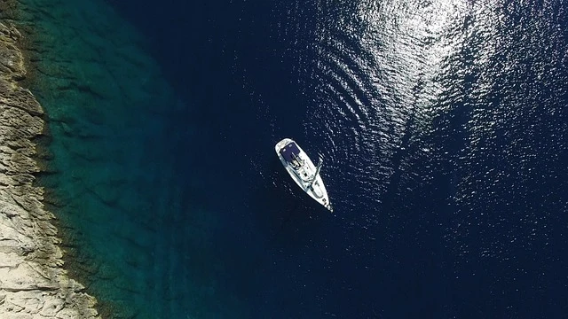 Yachts overlooking the sea from above
