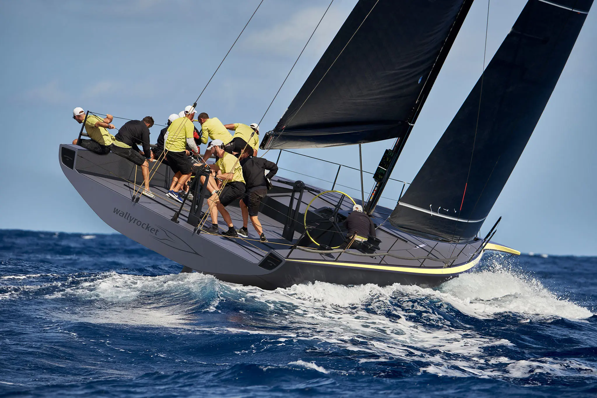 Wallyrocket 51 sailboats competing at sea