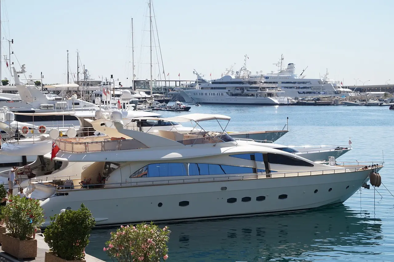 Yachts parked at the marina