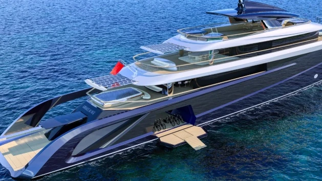 Exterior of the Awakening yacht