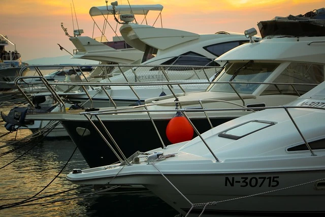 Used yachts docked at the marina
