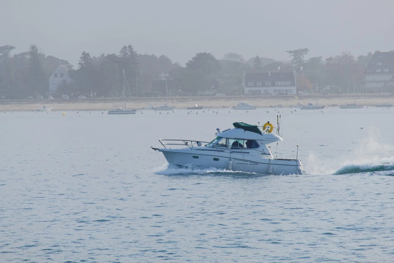 A fishing yacht traveling on the sea