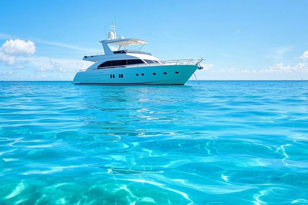 Yacht docked at sea