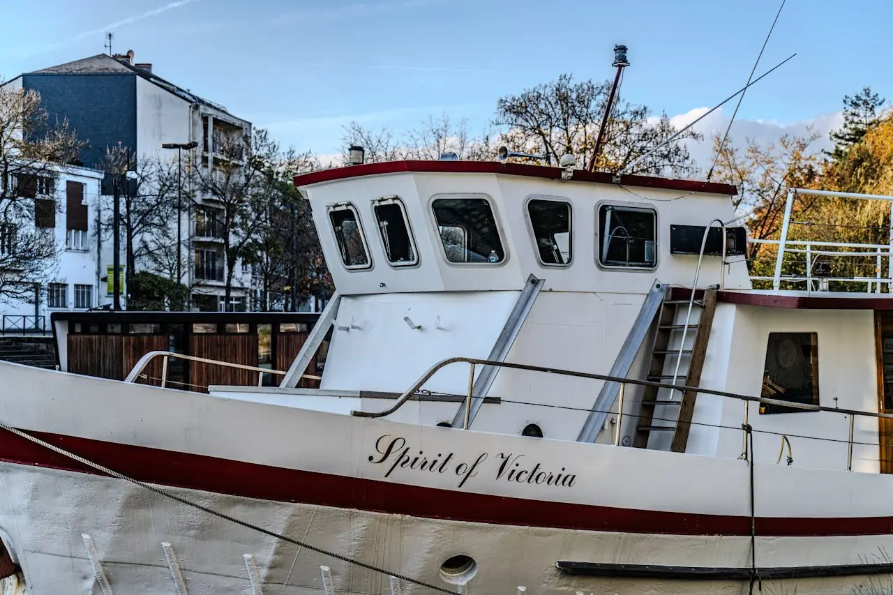 The boat was docked on the shore