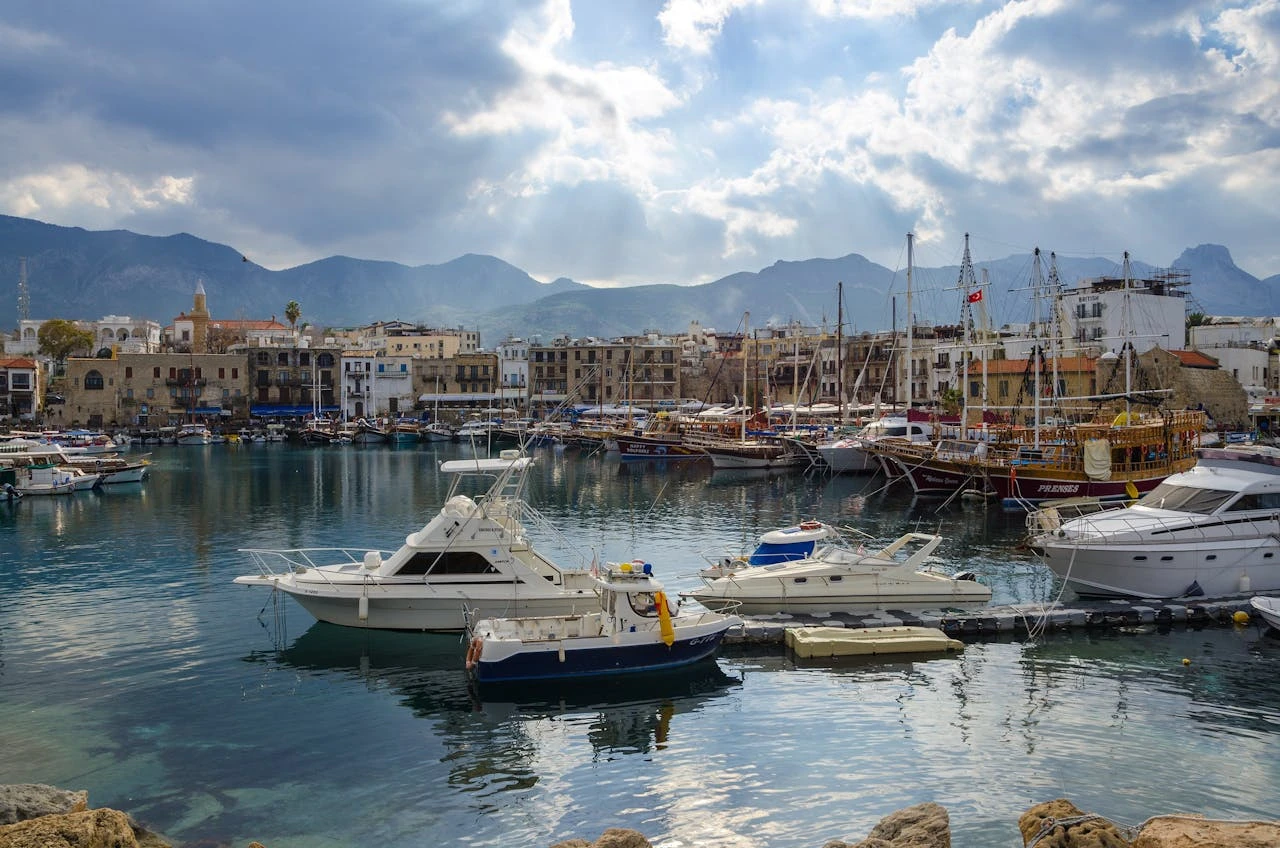 The yacht is docked at the marina