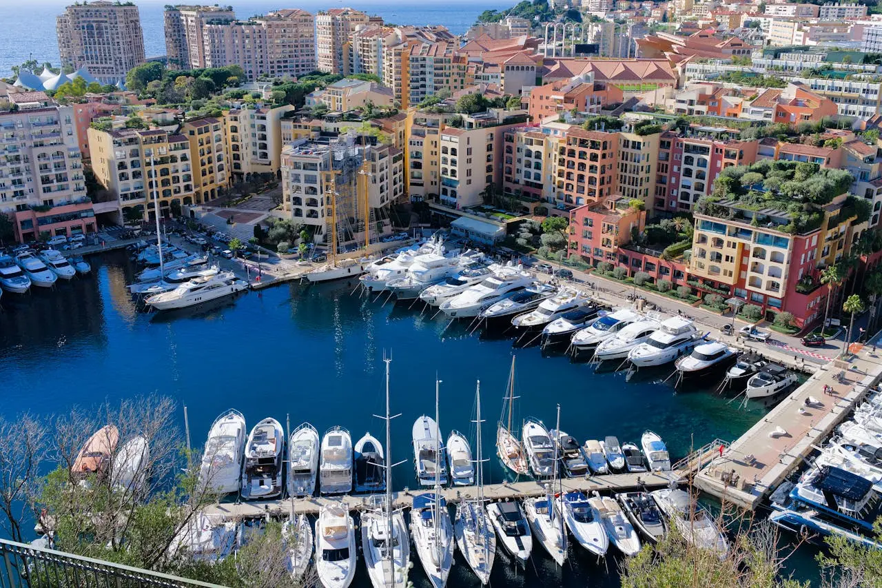 Yacht docked at the marina