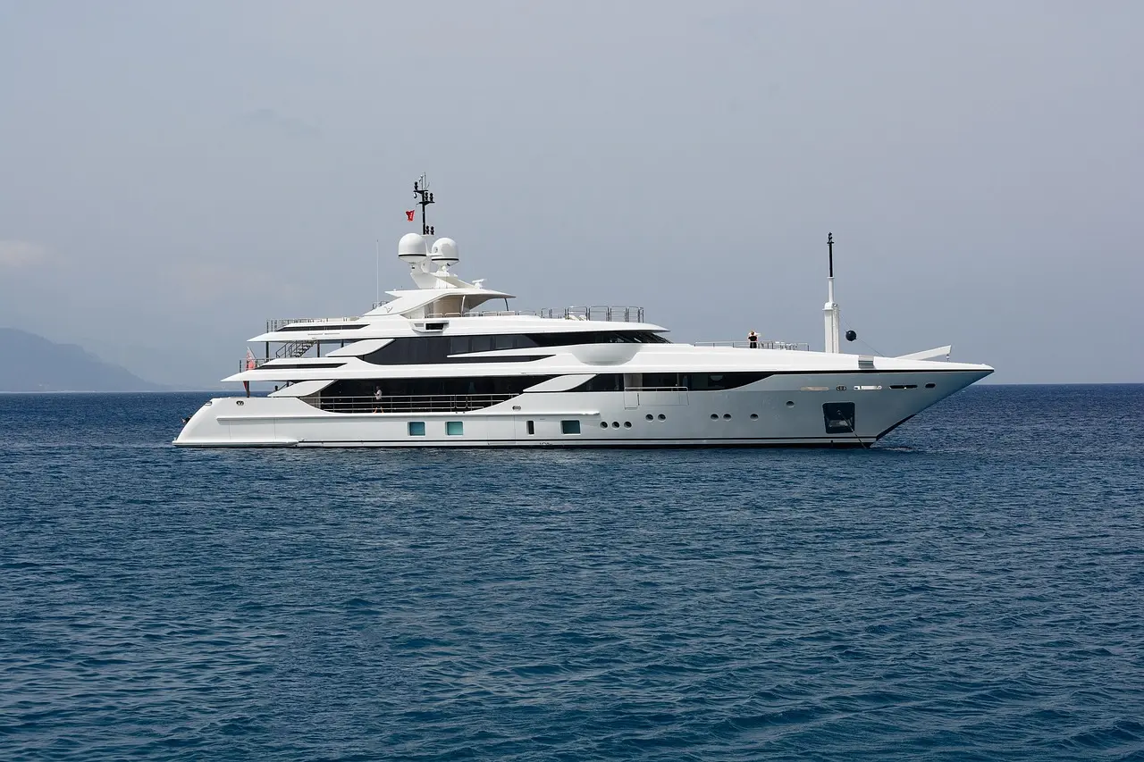 The yacht is sailing on the sea