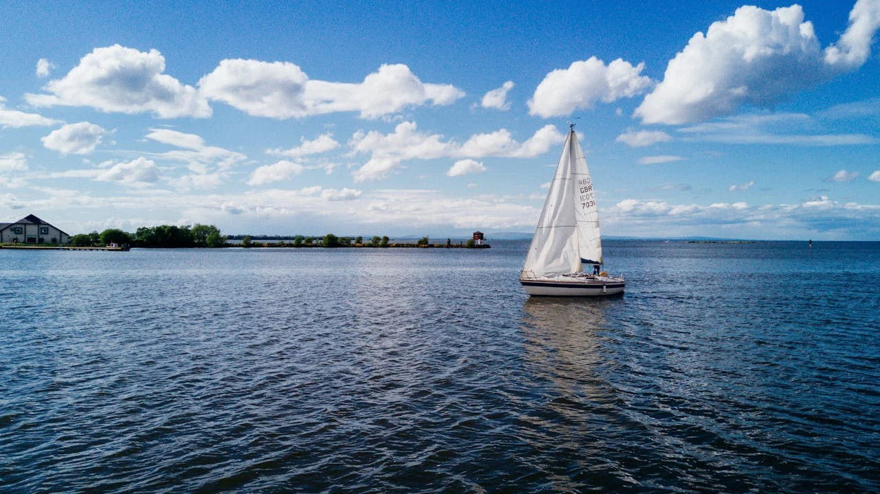 The sailboat is on the sea