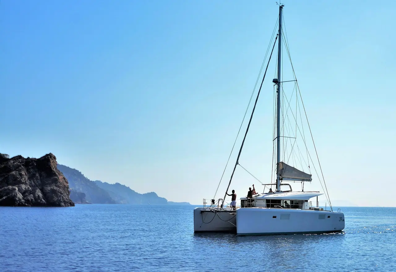 Catamaran on the water