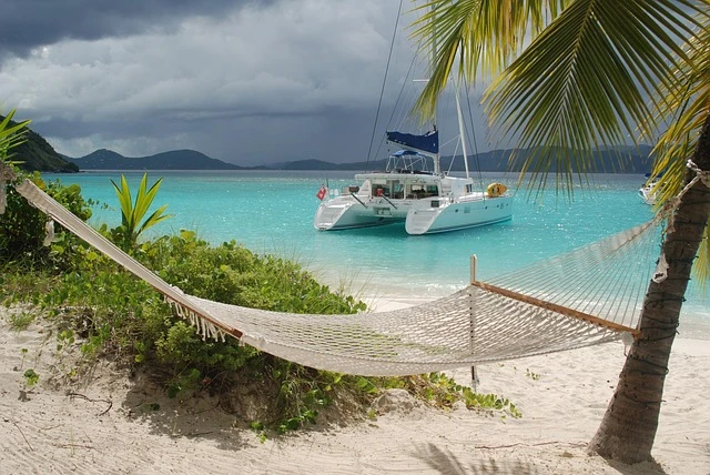 Catamaran on the water