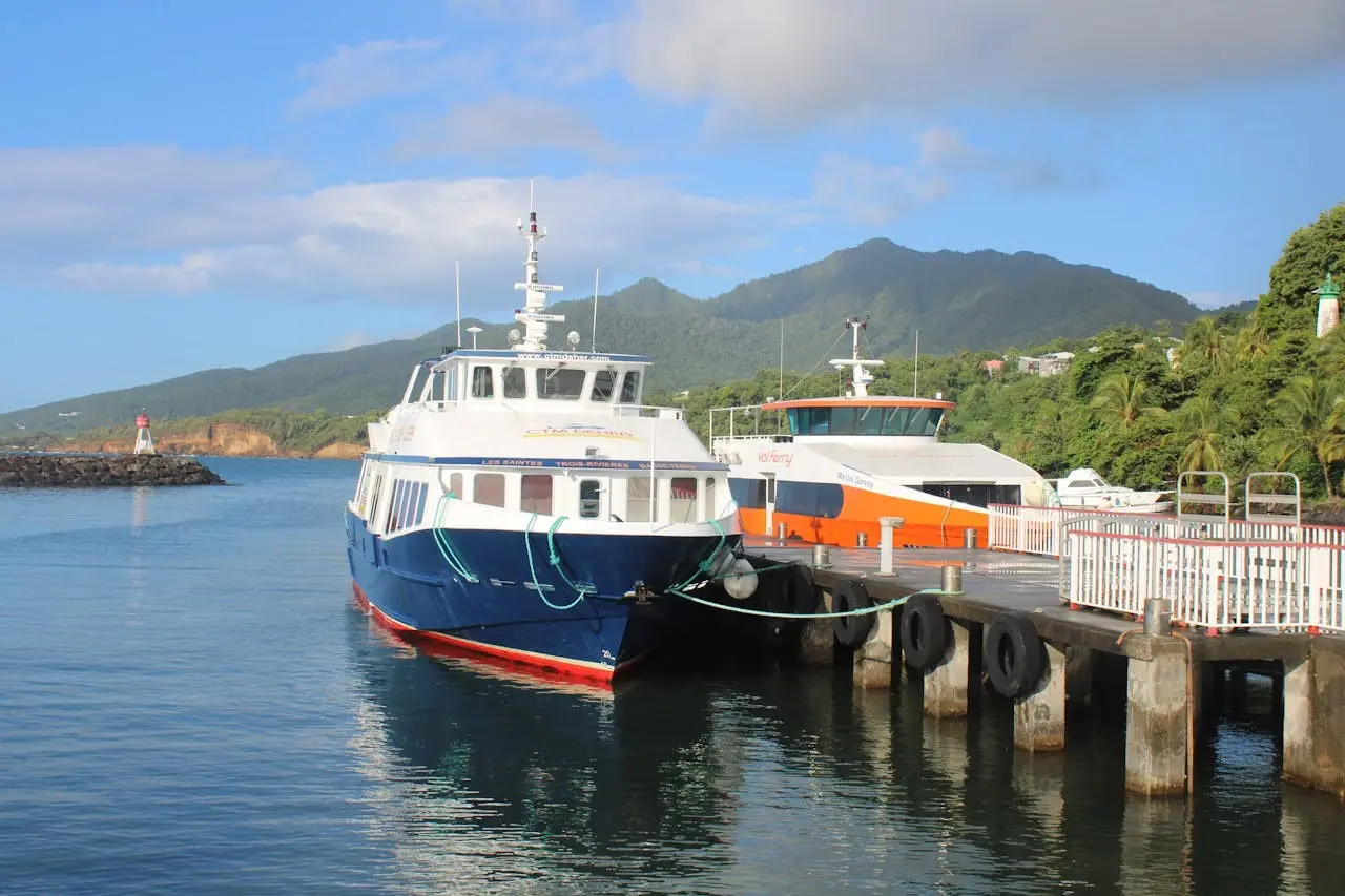 Yacht docked on shore