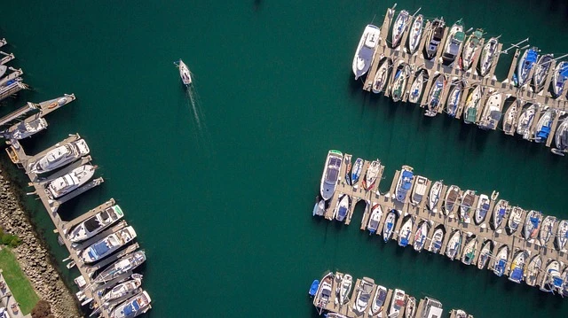 Yacht docked at the marina