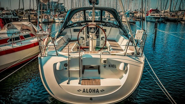 Yacht docked at sea