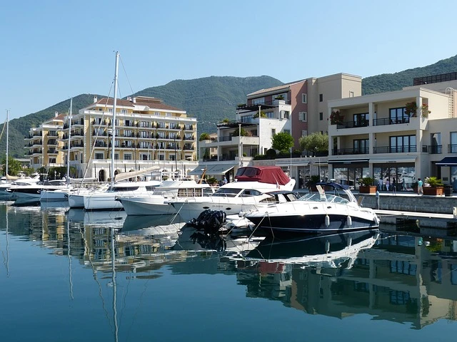 Yacht docked at sea